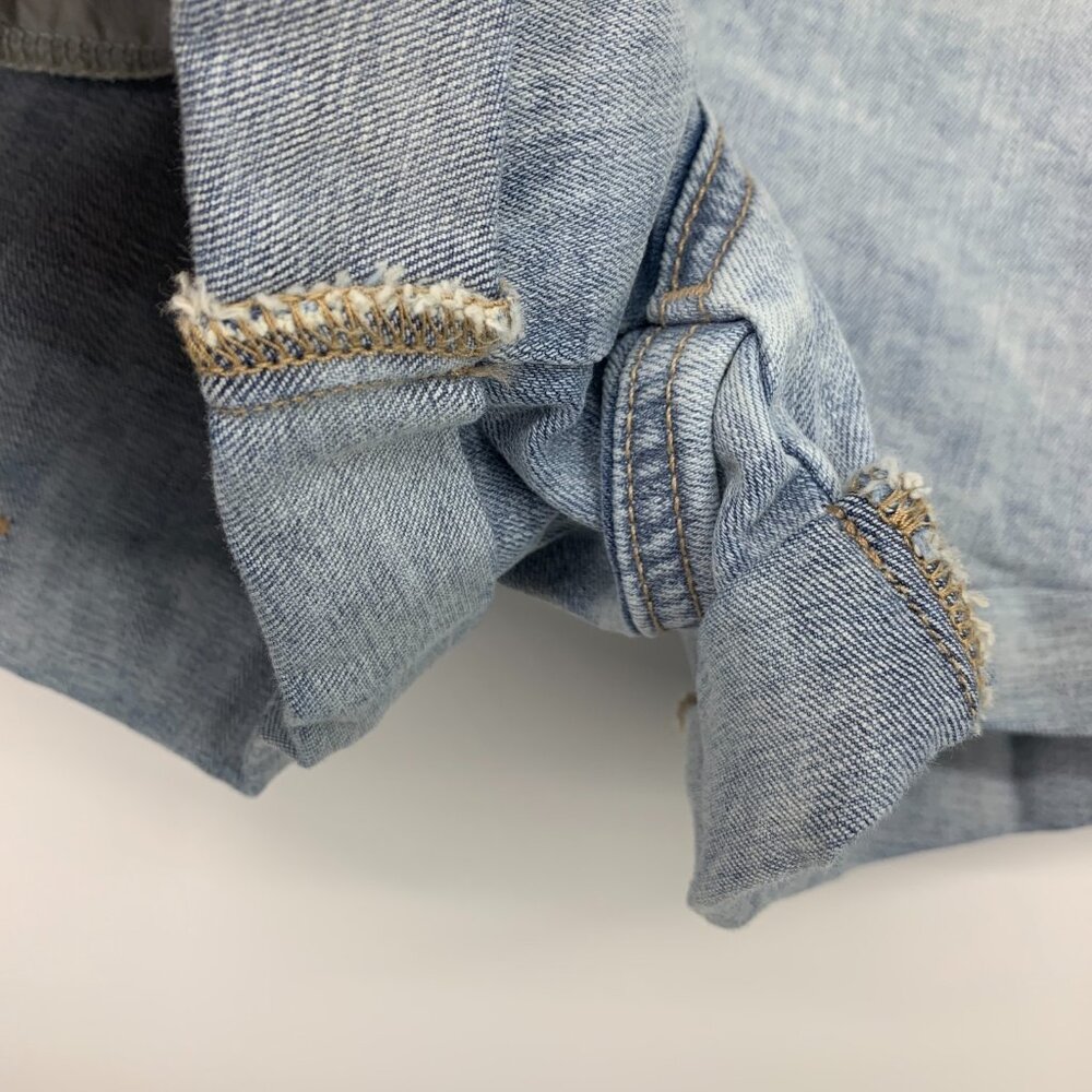 Express Denim Shorts Shortie Super High Rise Blue Cuffed Paperbag - Picture 7 of 10